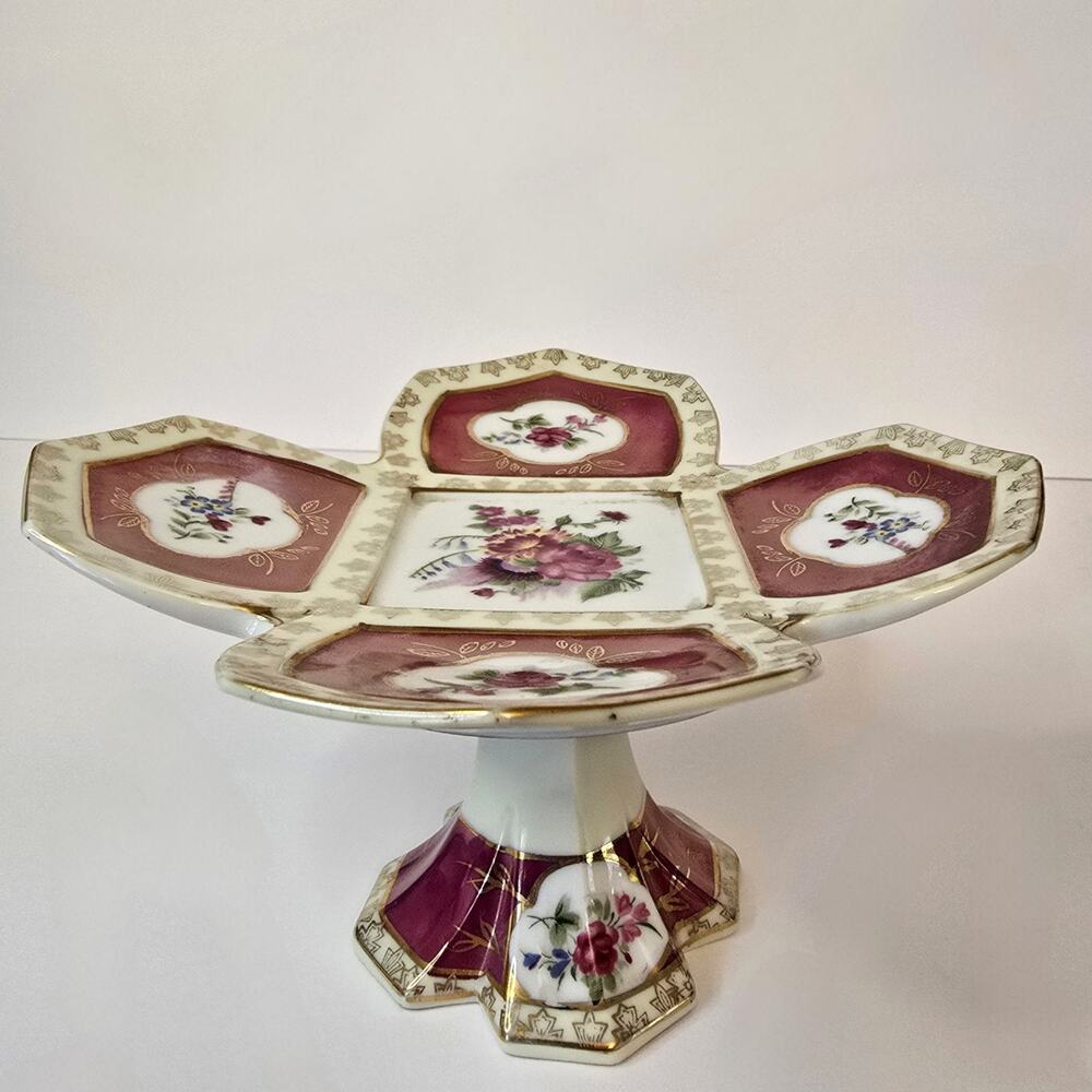 Camille Naudot Porcelain Footed Plate Tidbit Dish Cake French Antique Floral - Picture 6 of 11